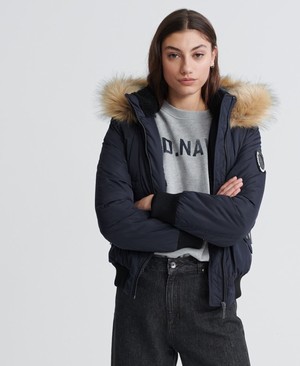 Superdry Microfibre Bomber Női Kabát Sötétkék | EOBAP5809